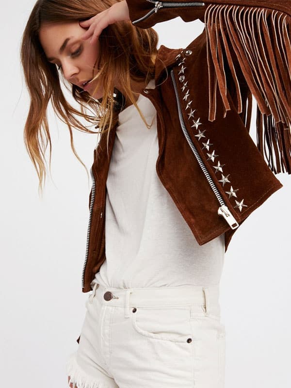 Women-Fashion-Suede-Leather-Brown-Jacket