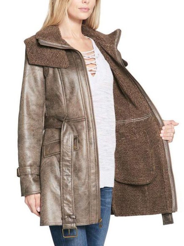 Womens-Mid-Length-Brown-Duster-Fur-Coat