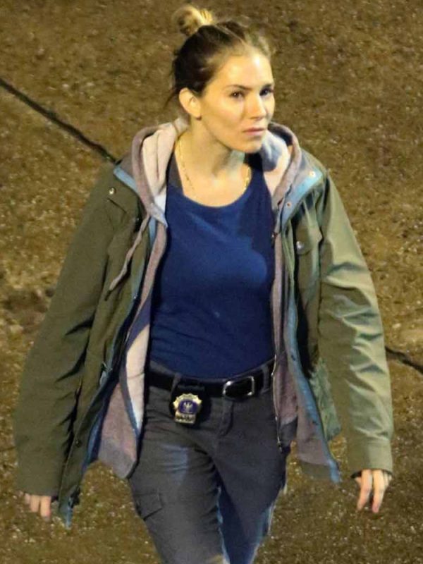 Sienna-Miller-21-Bridges-Green-Cotton-Jacket