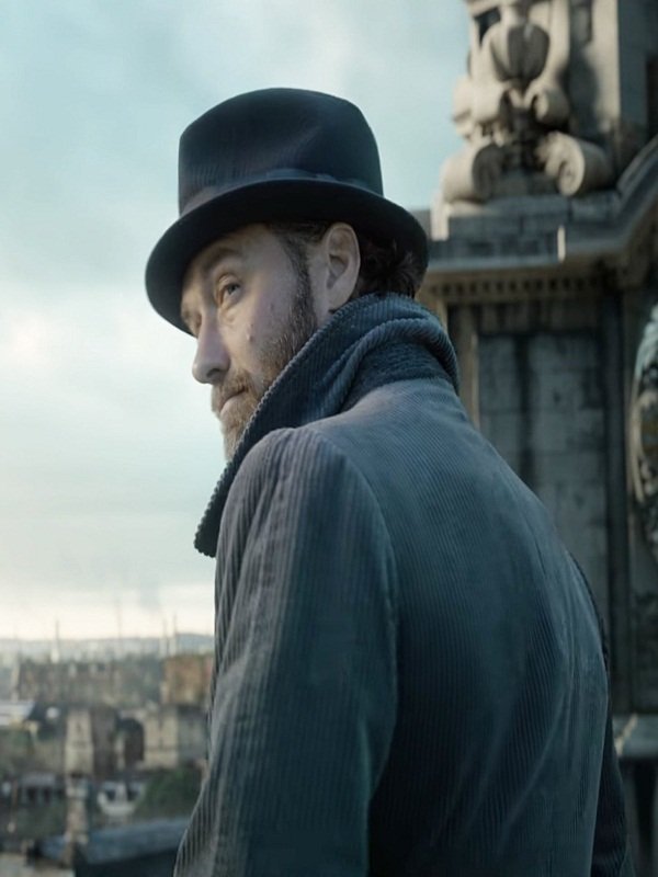 Fantastic-Beasts-Jude-Law-Grey-Corduroy-Double-Breasted-Coat