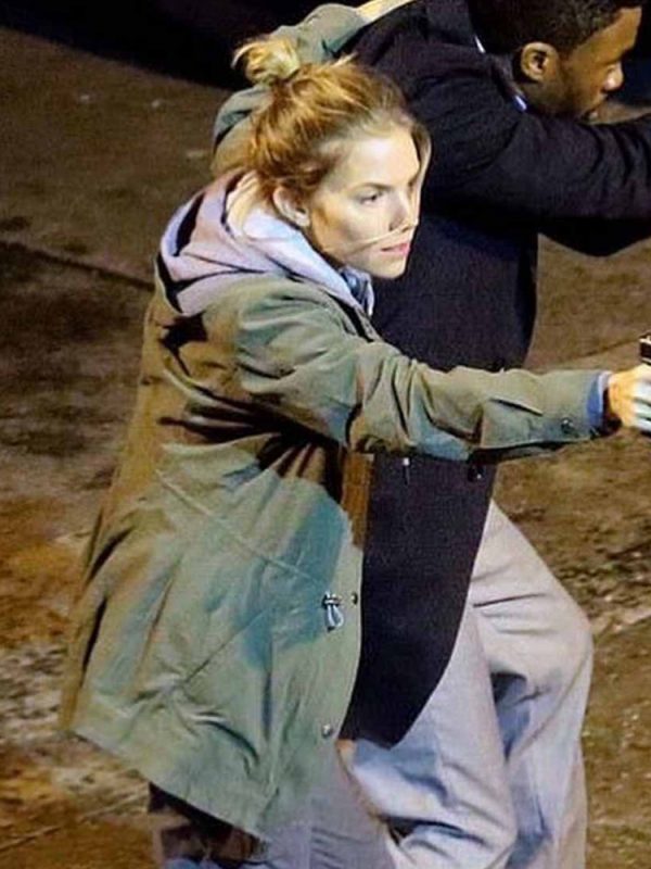 Sienna-Miller-21-Bridges-Green-Cotton-Jacket