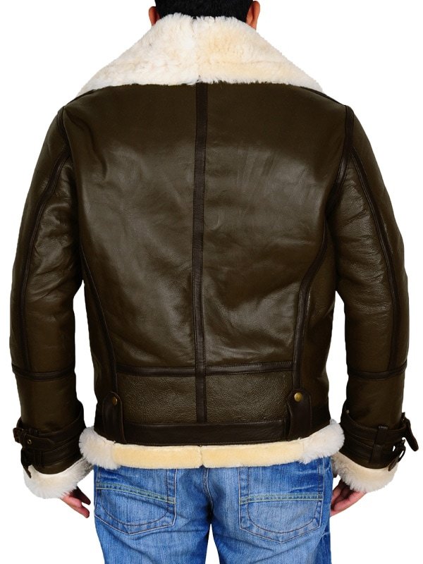 Mens-Army-Green-Shearling-Jacket