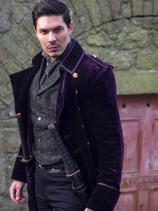 Velvet-Purple-Coat-worn-by-Lewis-Tan-Into-the-Badlands-Tv-Series