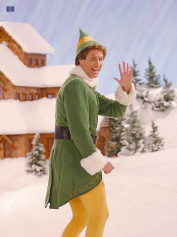Will-Ferrell-Elf-Christmas-Green-Shearling-Coat