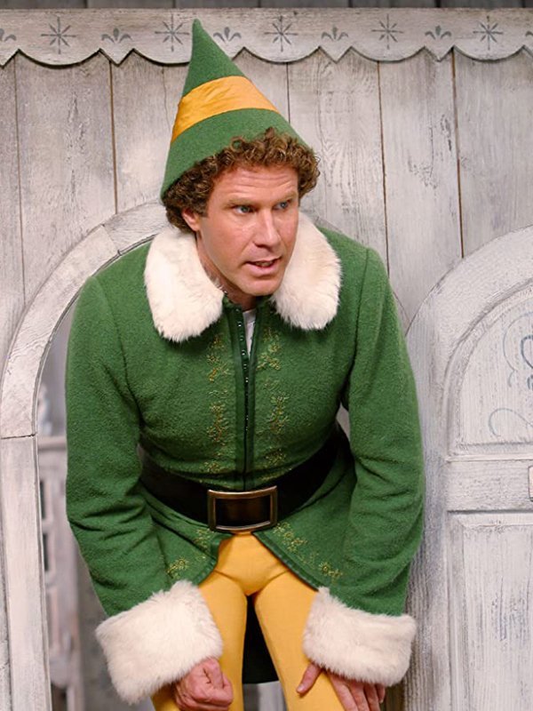 Will-Ferrell-Elf-Christmas-Green-Shearling-Coat