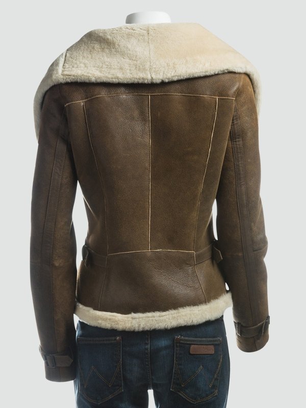Women-Fur-Collar-Brown-Leather-Jacket