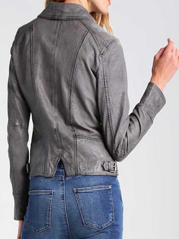 Womens-Grey-Biker-Leather-Jacket