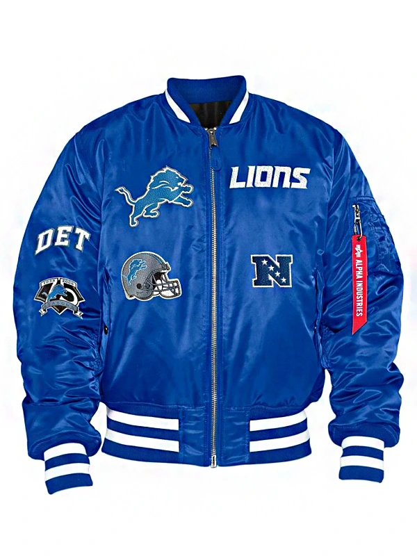 DETROIT LIONS BLUE BOMBER JACKET