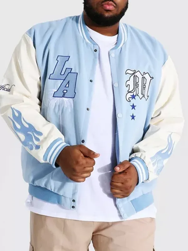 BABY BLUE VARSITY JACKET