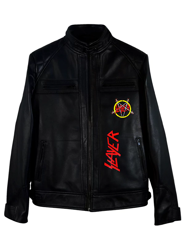 SLAYER BLACK LEATHER JACKET FOR MEN