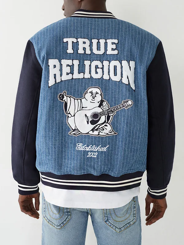 Mens-True-Religion-Denim-Varsity-Bomber-Jacket