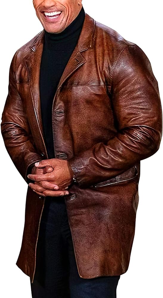 Dwayne Johnson Red Notice Brown Leather Jacket