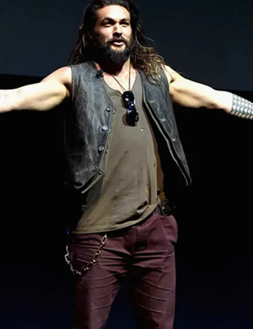 Justice League Jason Momoa Black Leather Vest