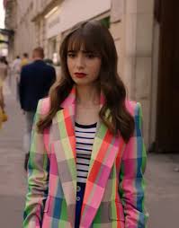 Lily Collins Emily In Paris S03 Check Blazer