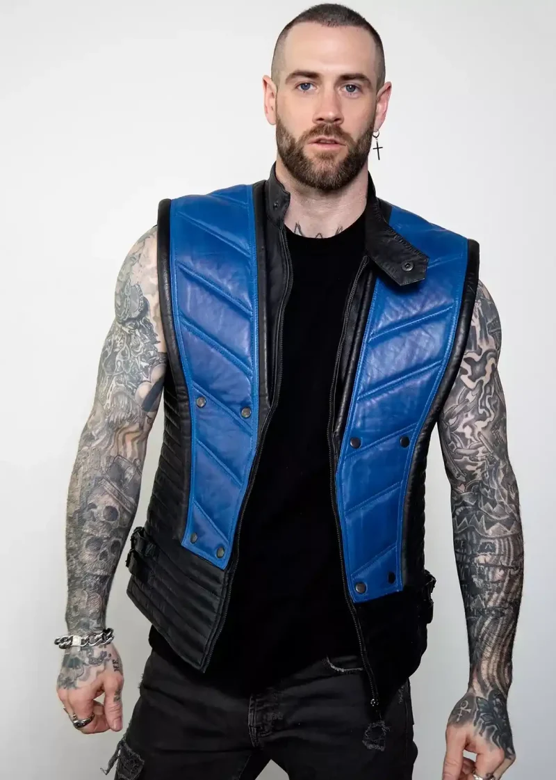 Mens Blue Ninja Leather Jacket