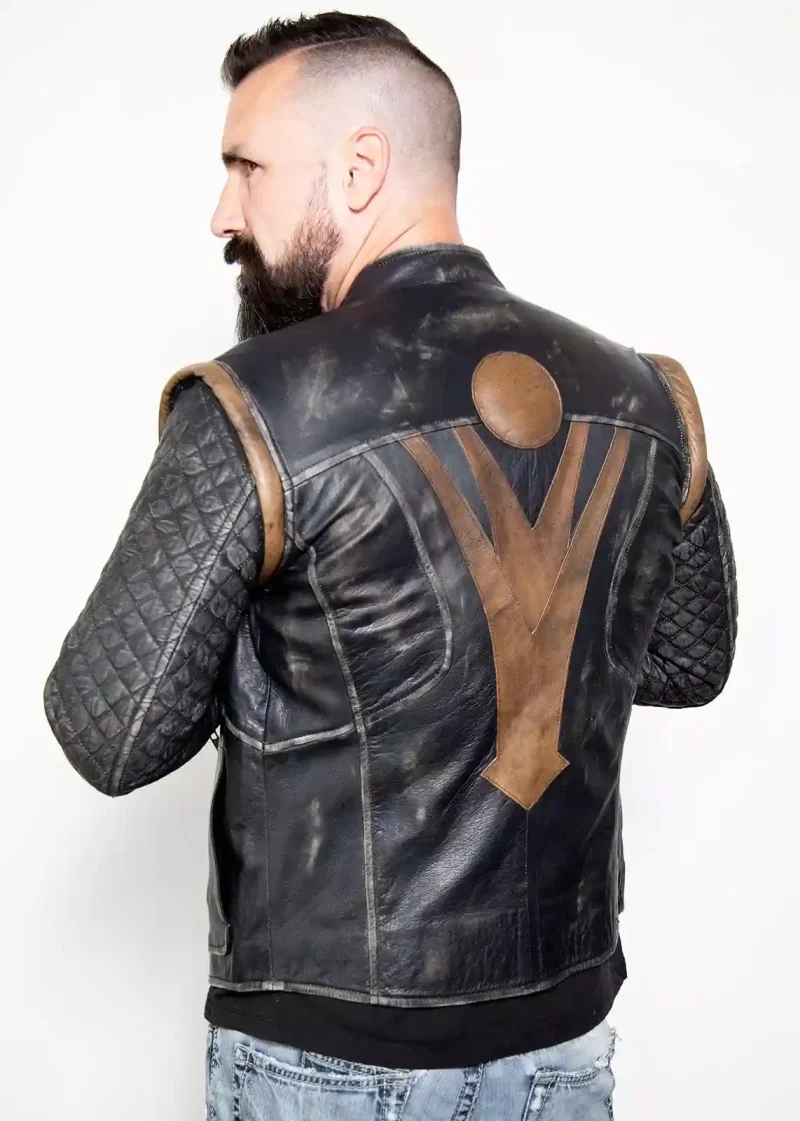 Mens Thor Vintage Moto Quilted Viking Leather Jacket