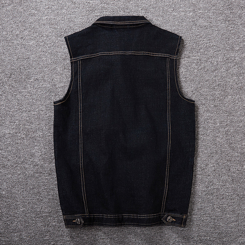Men’s Plus Size Denim Black Vest