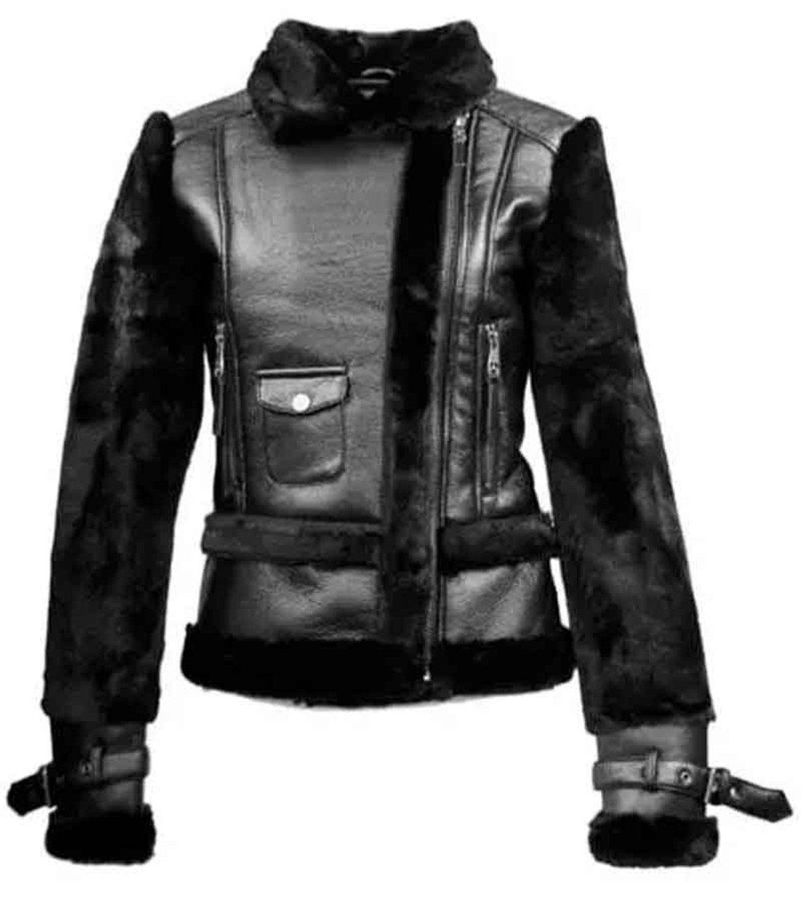 Womens Top Gun Vegan Black Leather Jacket