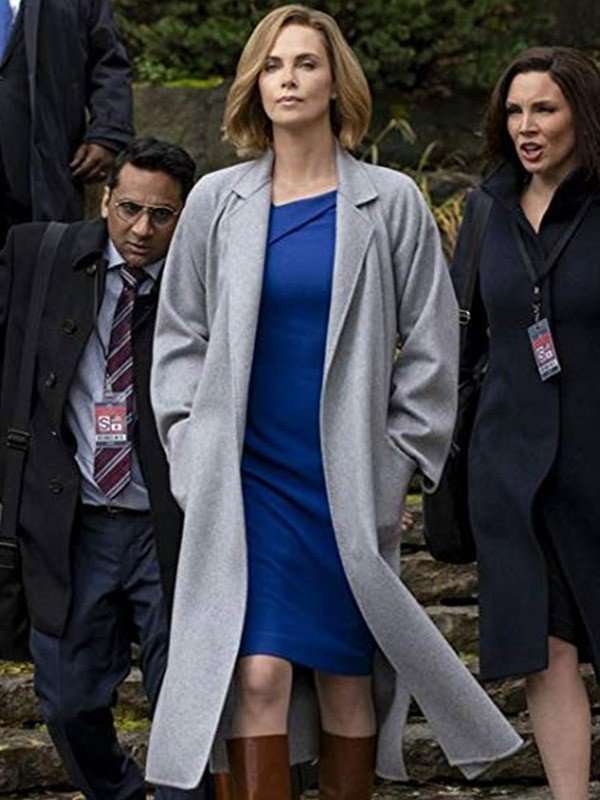 Long Shot Charlize Theron Grey Trench Coat