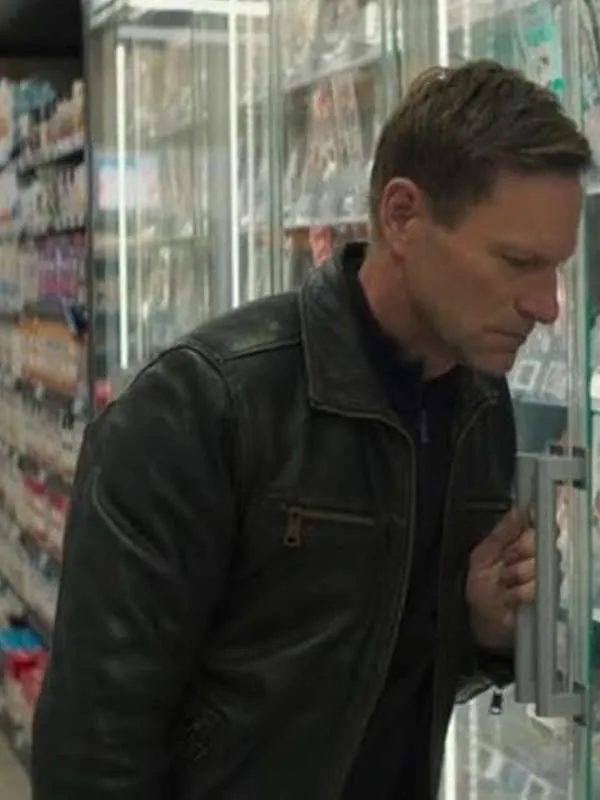 Aaron Eckhart Chief of Station Black Leather Jacket