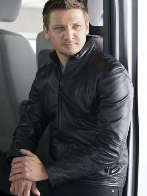 Civil War Jeremy Renner Black Leather Jacket