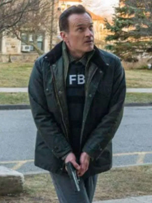 Agent Jess LaCroix FBI: Most Wanted Julian McMahon Jacket. McMahon Jacket is composed of polyester and has a hooded style neck, front enclosed and button fastening, long sleeves with open hem cuffs, and four outside compartments.