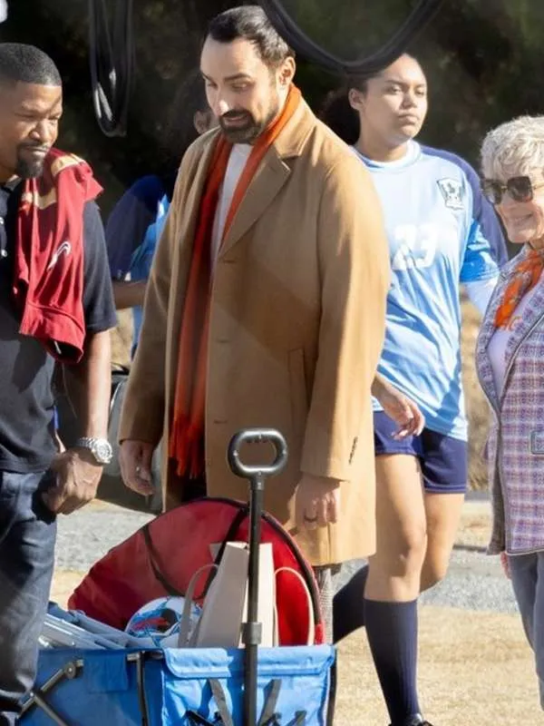 Jamie Demetriou Back in Action Brown Coat