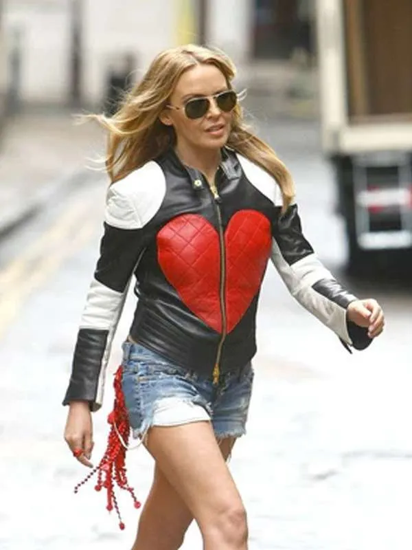 Kylie Minogue Red Heart Leather Jacket