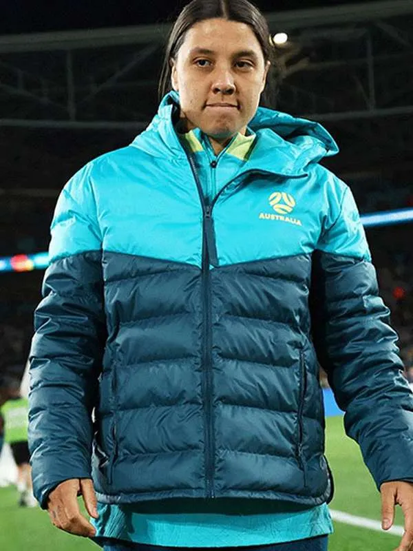 Sam Kerr Matildas 2023 Football Team Blue Puffer Jacket