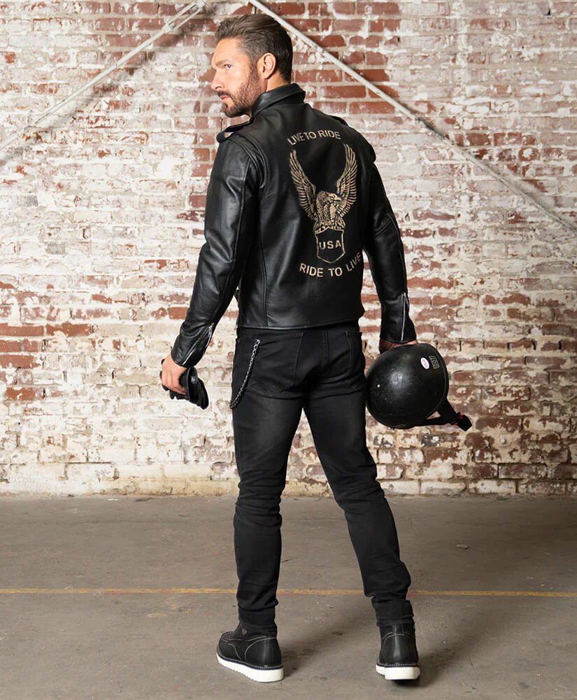 American Eagle Slim Fit Black Leather Jacket
