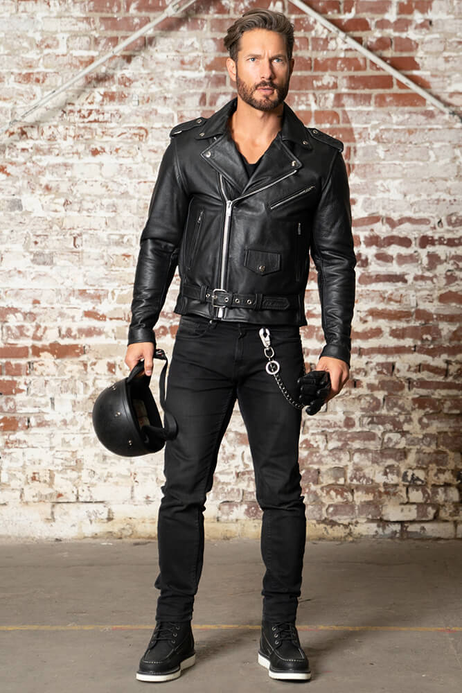 American Eagle Slim Fit Black Leather Jacket