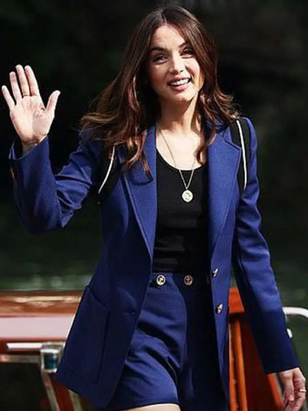 Ana de Armas Blonde Movie Event Blue Blazer