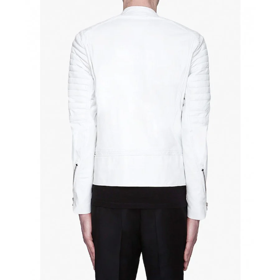 Asap Rocky White Leather Quilted Jacket