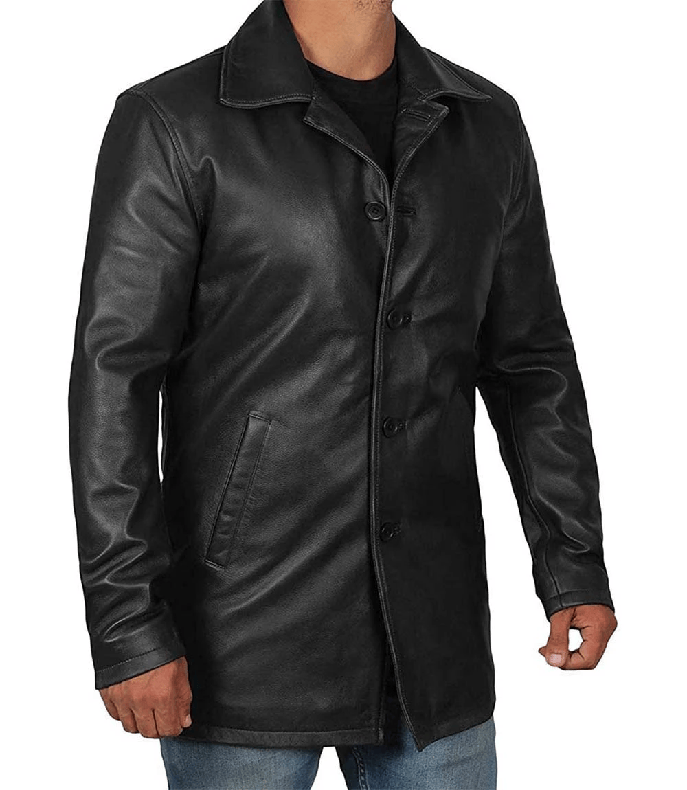Black Mens Leather Coat