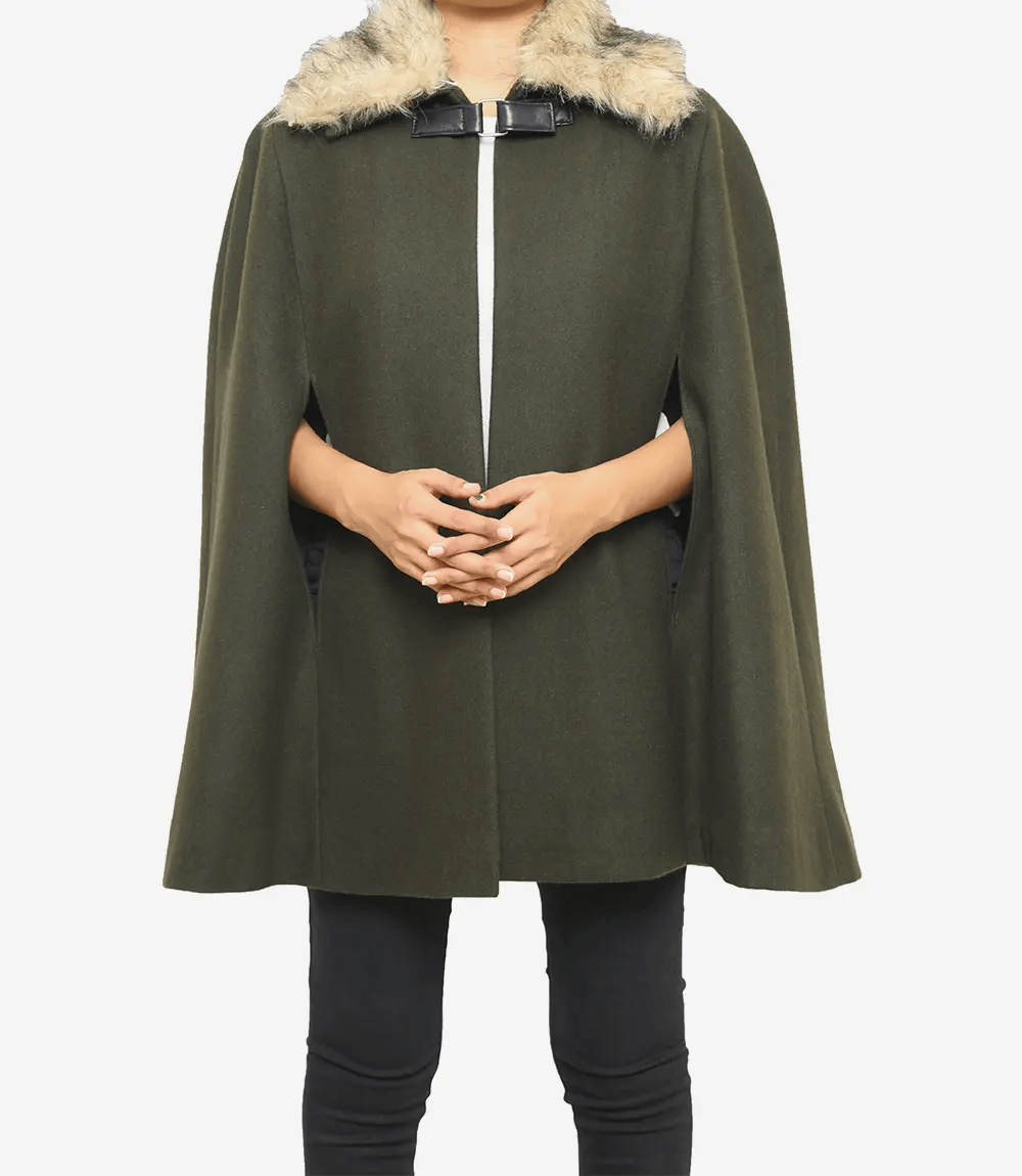 Florence Women's Shearling Wool Green Coat