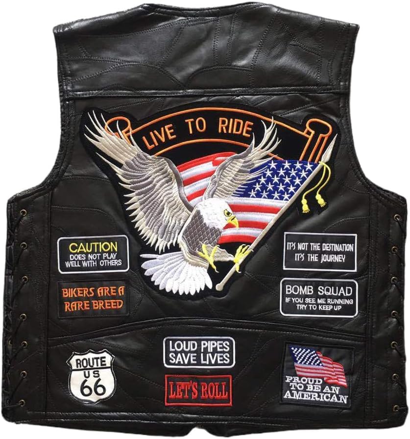 Men Leather Motorcycle Jacket Vest (3)