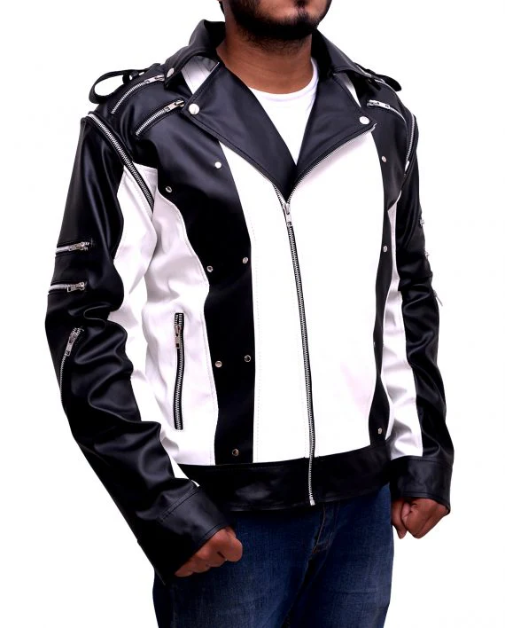 Michael Jackson MJ Pepsi Commercial Black & White Leather Jacket
