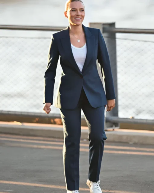 Scarlett Johansson Jurassic World Rebirth Blue Suit