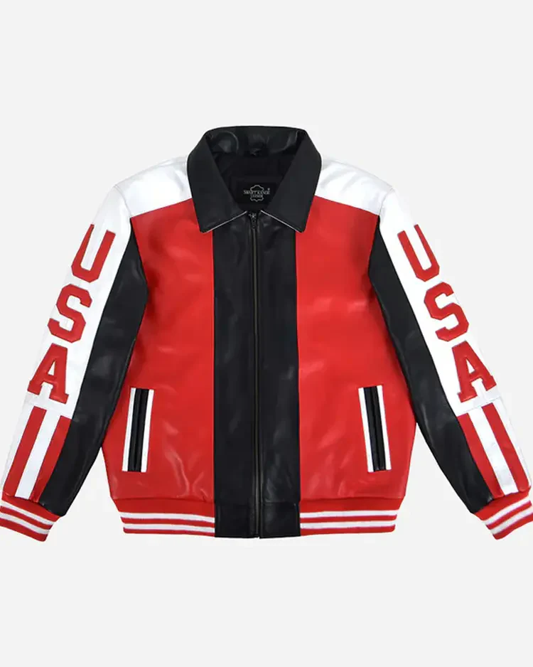 USA American Flag Leather Jacket