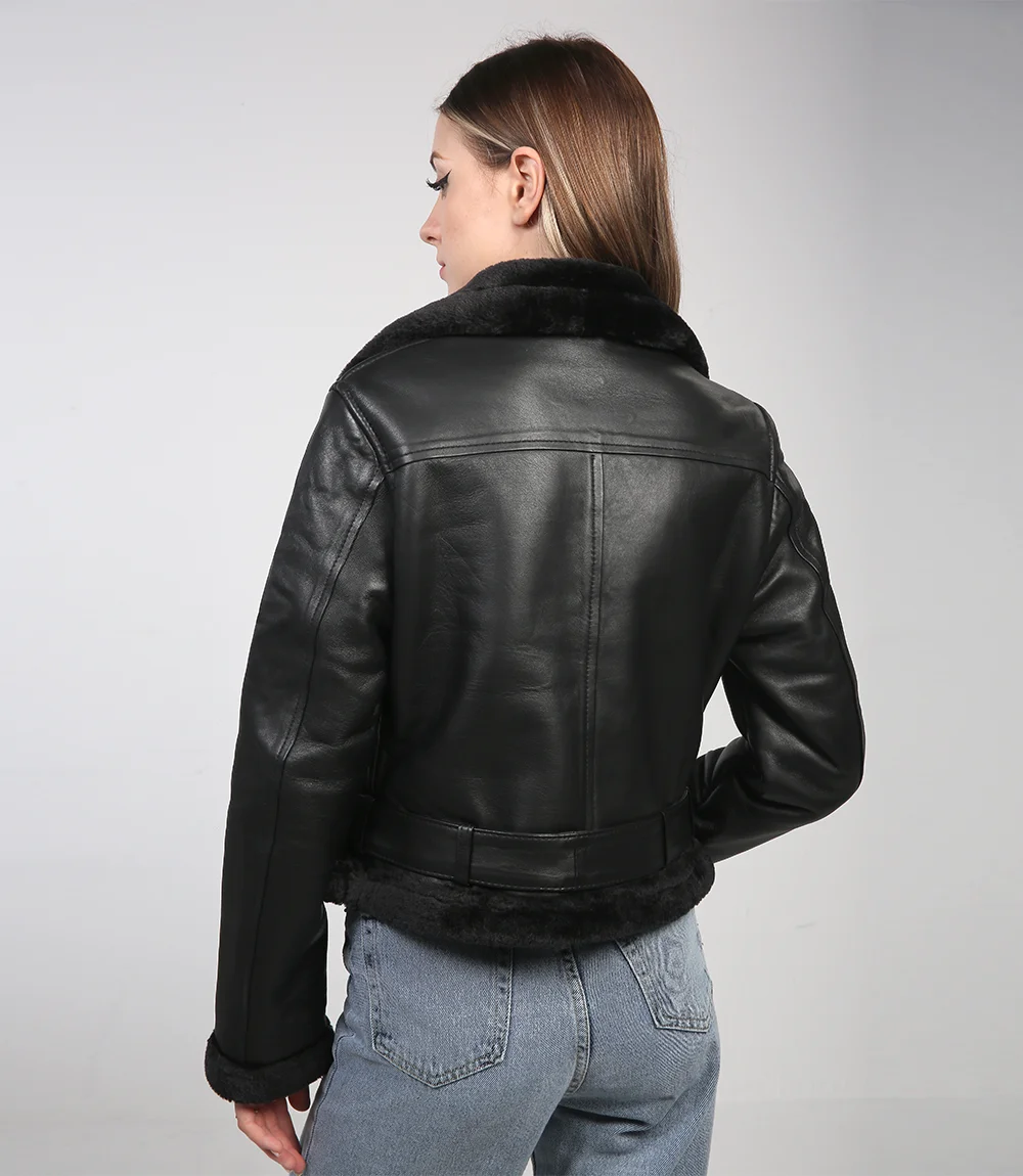 Women’s Asymmetrical Shearling Leather Jacket – Aviator Style (1) (1)