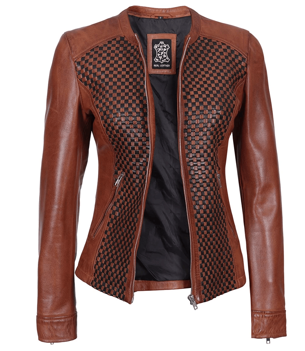 Women's Racer Textured Leather Jacket