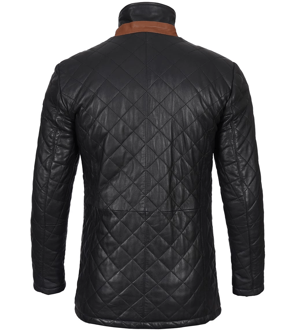 Glen Men Black Quilted Leather Coat (1)
