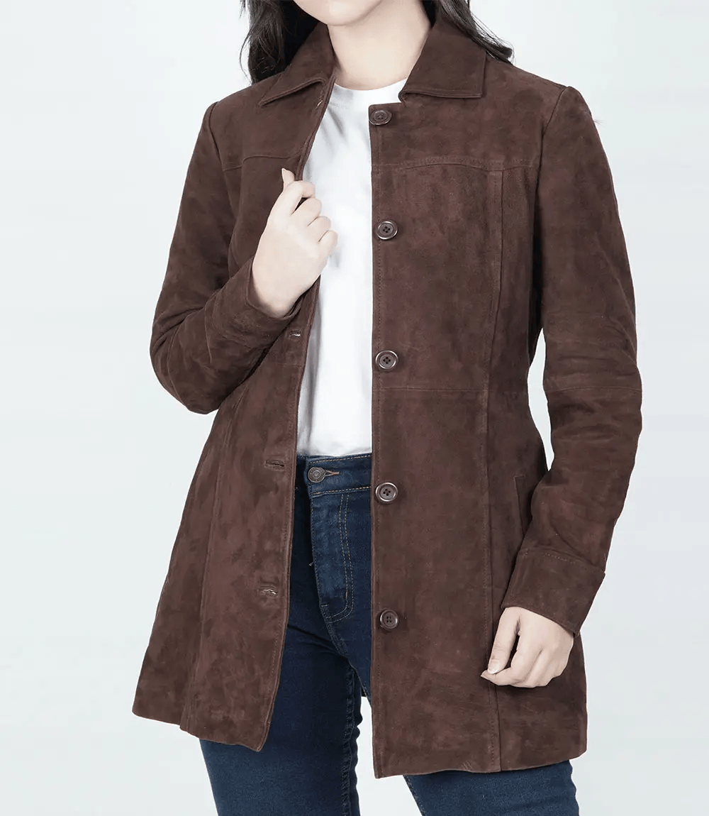 Kandis Women's Dark Brown Suede Coat