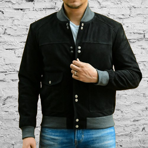 Varsity Letterman Real Suede Leather Jacket