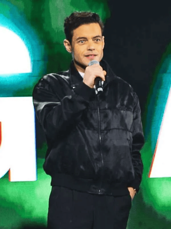 The Amateur 2025 Rami Malek Black Bomber Jacket