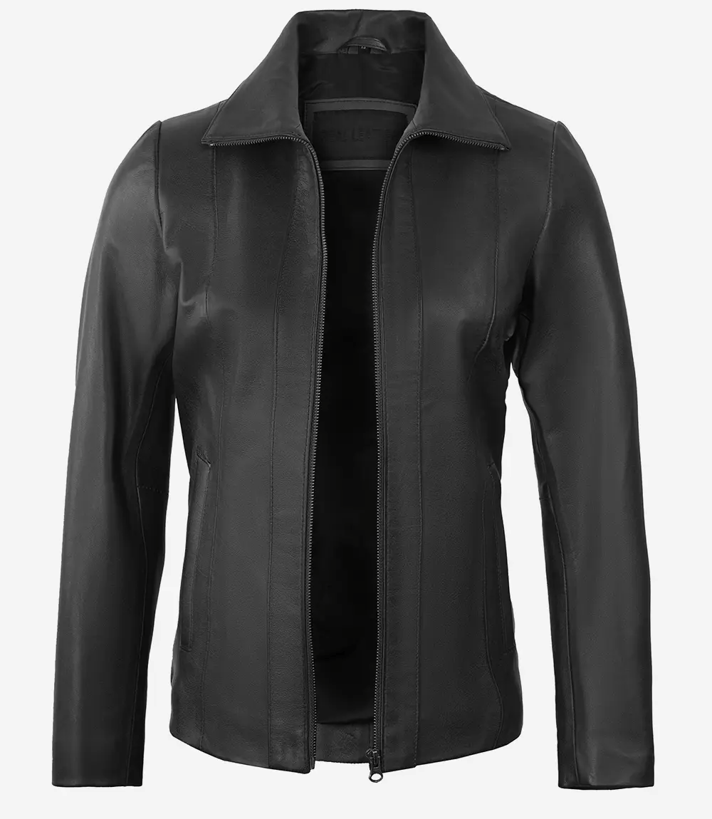 Women's Black Harrington Roxanne Leather Jacket