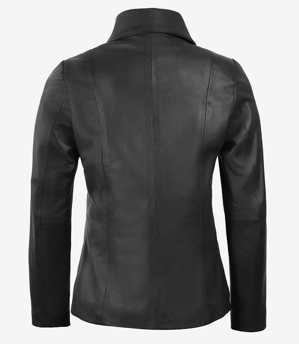 Womens Black Harrington Roxanne Leather Jacket (1)
