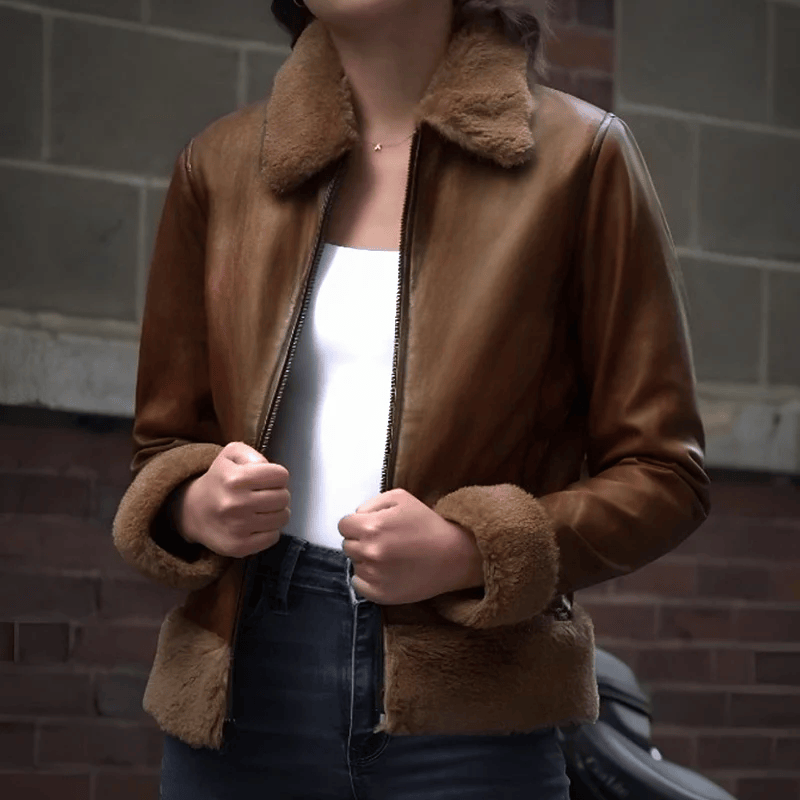 Women’s Shearling Wool Brown Jacket