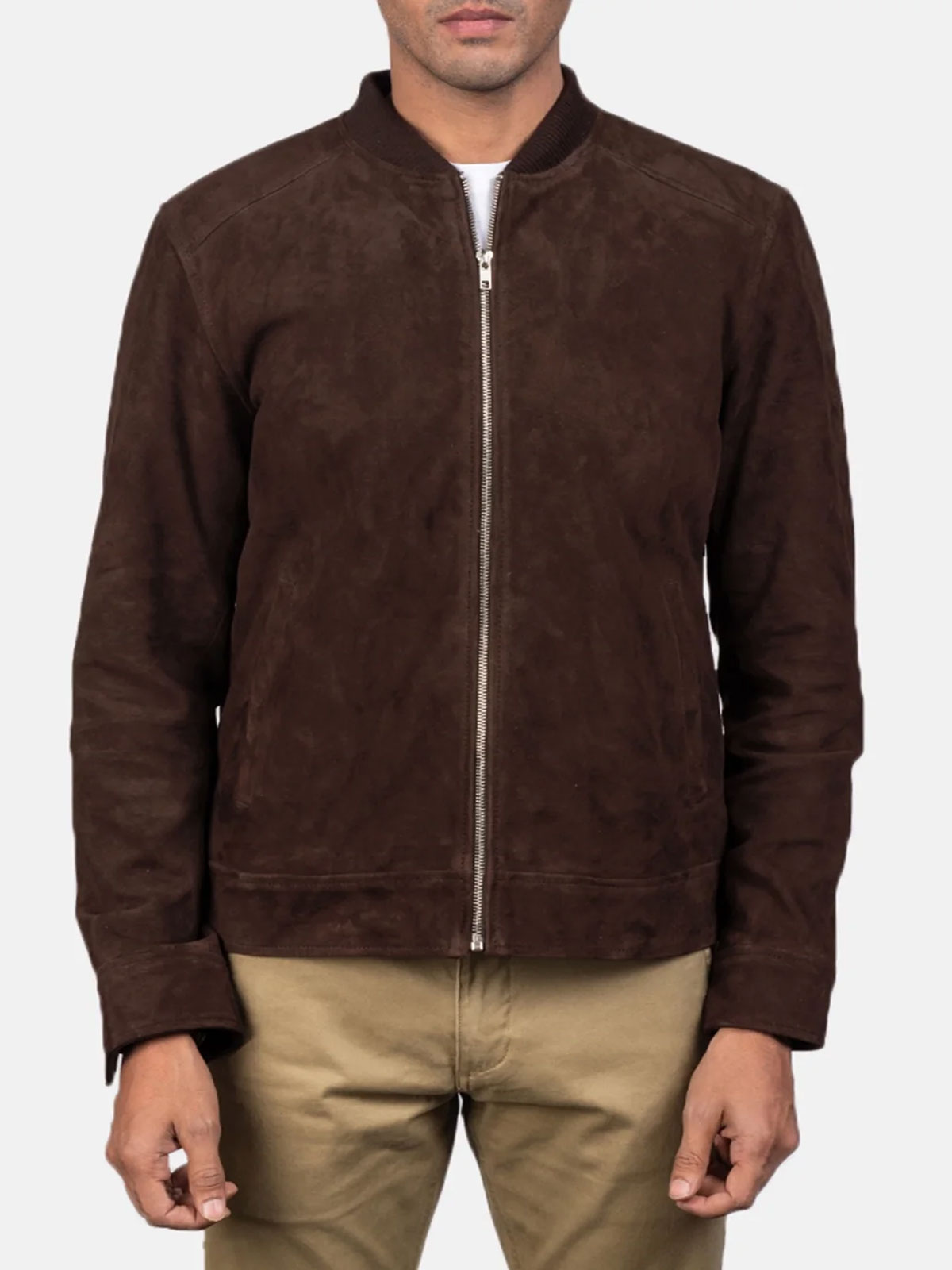 Blain Mocha Suede Bomber Jacket