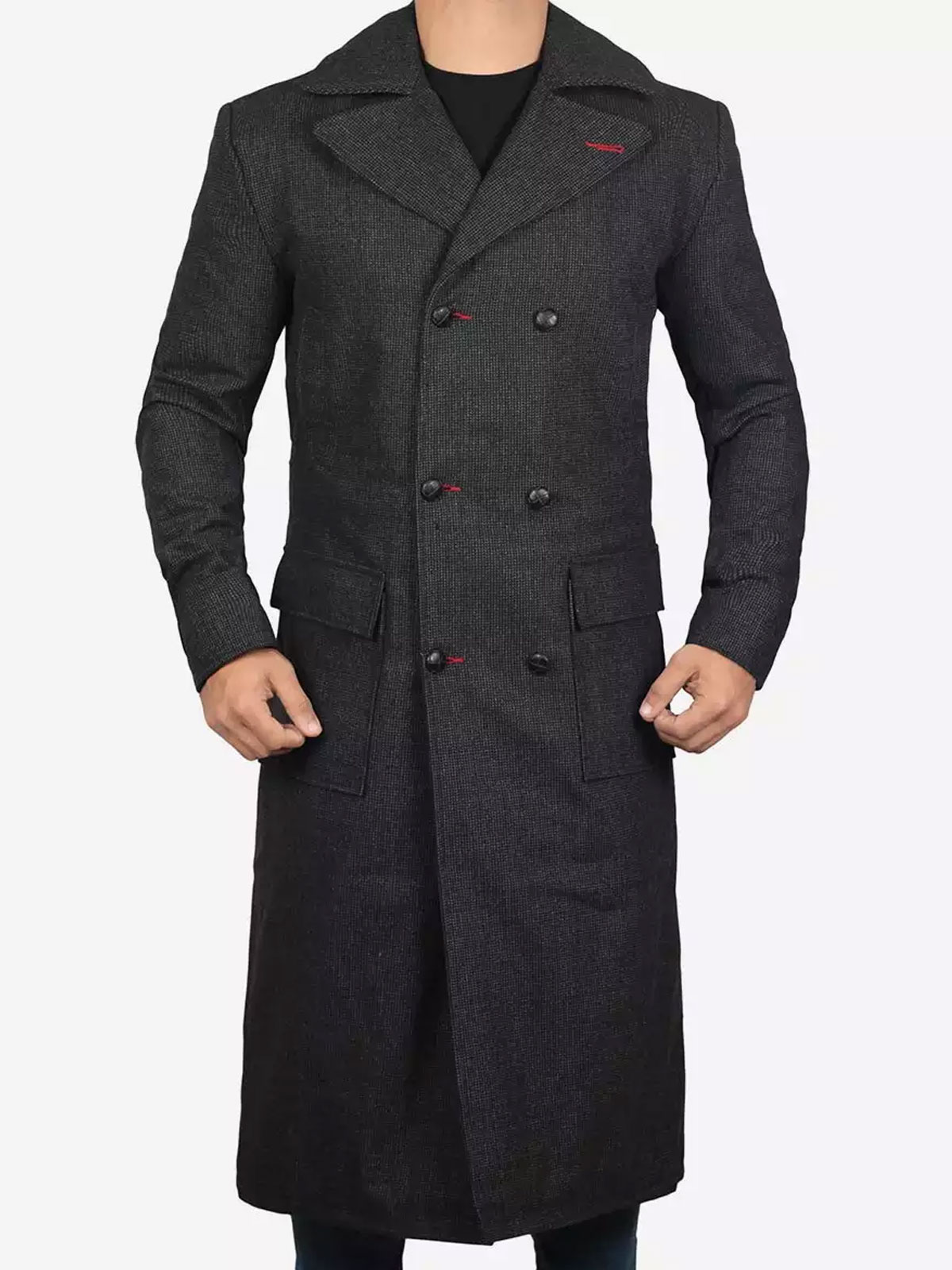 Men's Double-Breasted Detective Gray Wool Coat